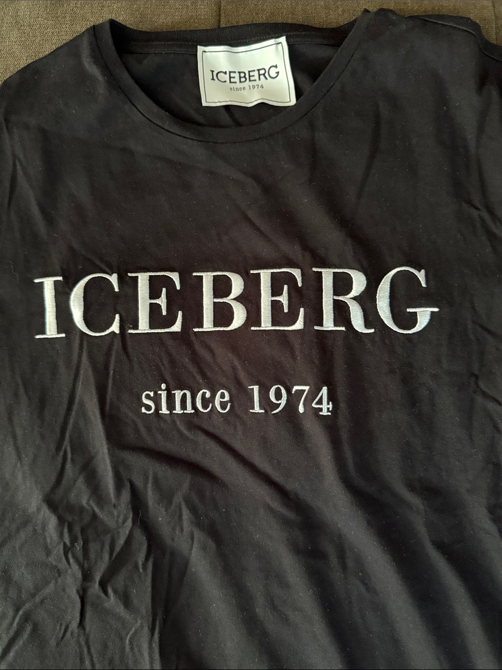 Iceberg Black T-Shirt with White Logo